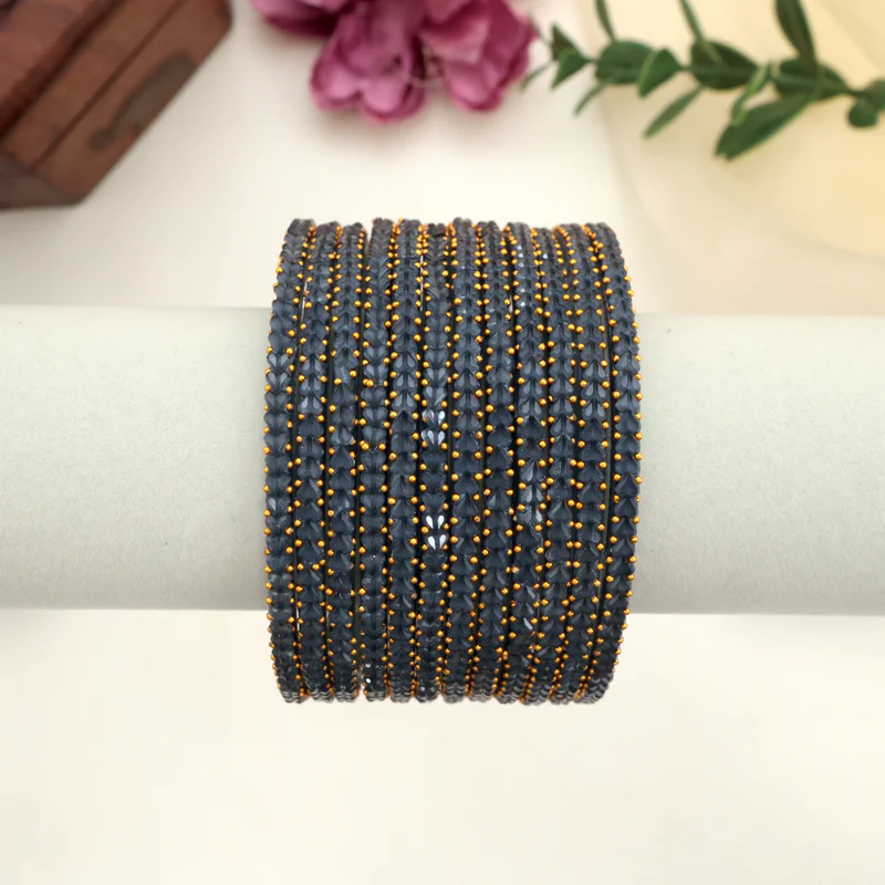 Premium Thick Heartdrop Glass Bangles – Ash